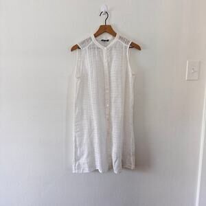Eileen Fisher Women's White 100% Linen Button Front Dress Cover Up Size S